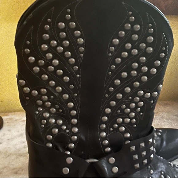 Ariat Genuine Leather Studded Cowgirl Moto Boots - Picture 4 of 11